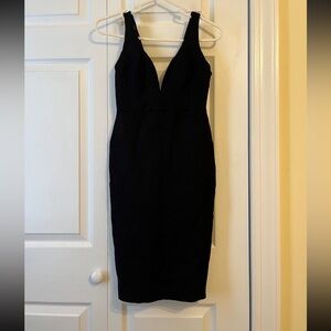 Black plunge lulus midi dress